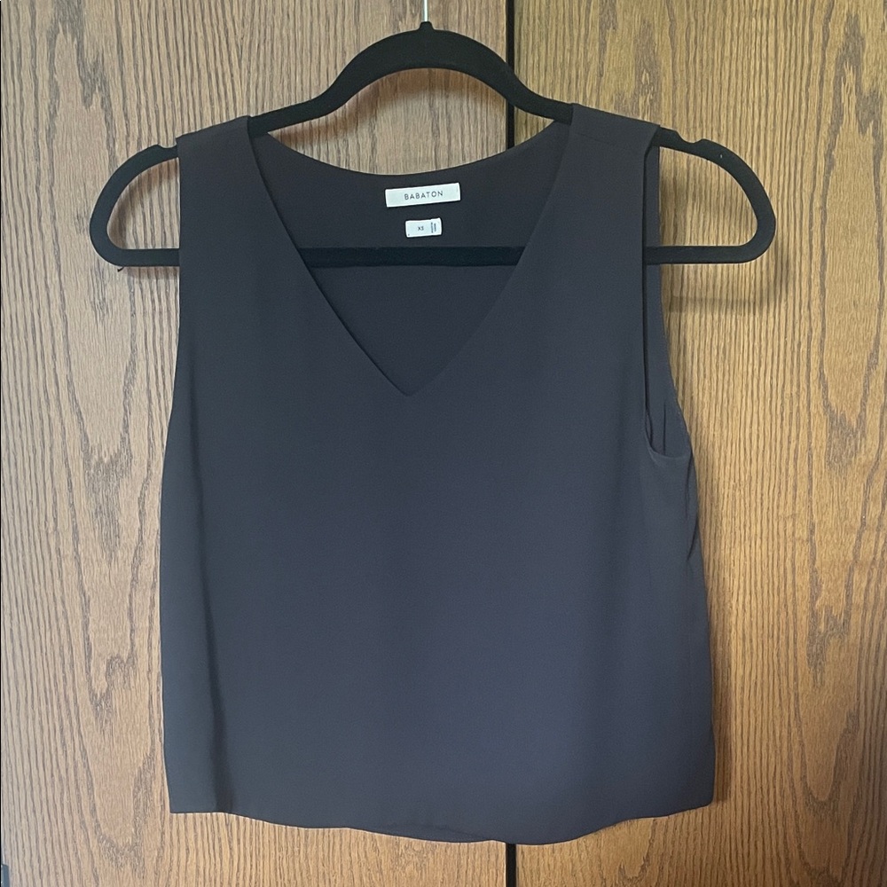 Babaton Black V-Neck Sleeveless Shell Top